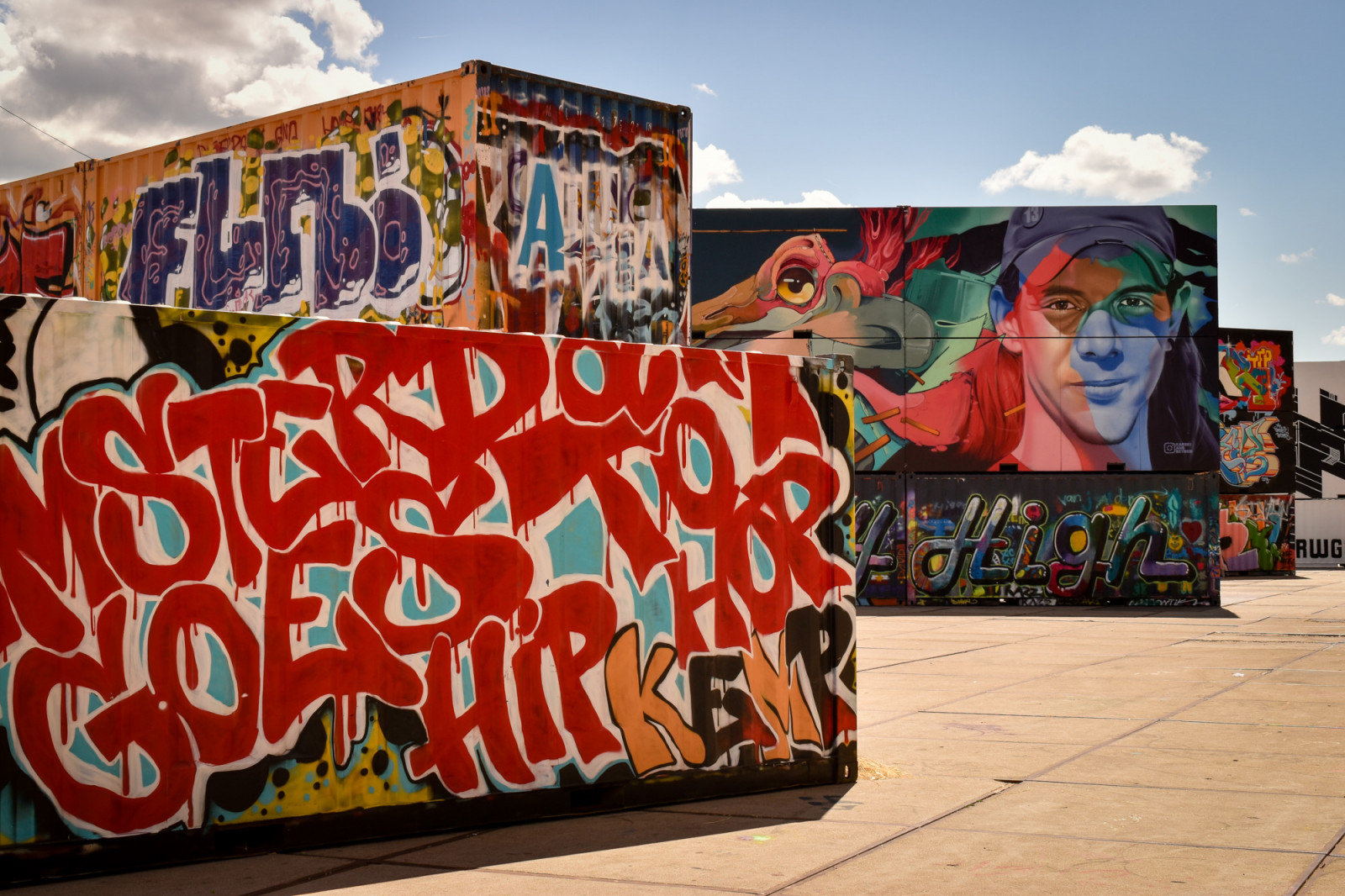 Containers with graffiti in Amsterdam