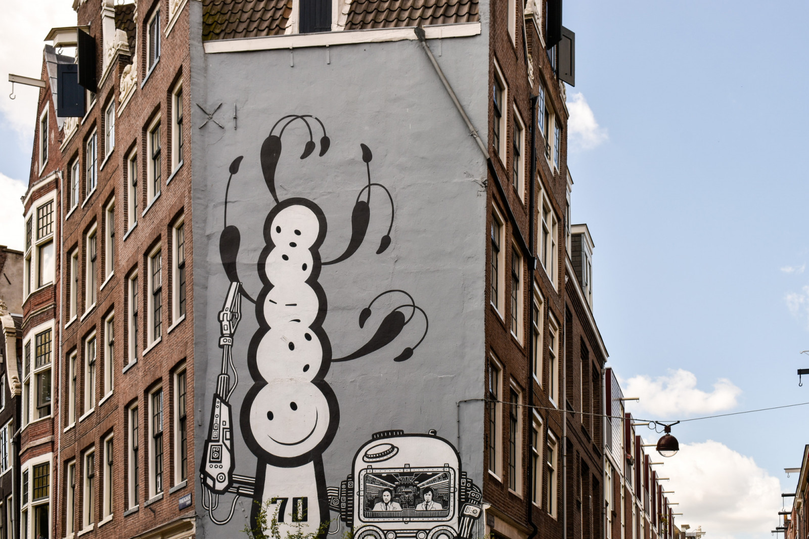 Cool street art on building in Amsterdam 
