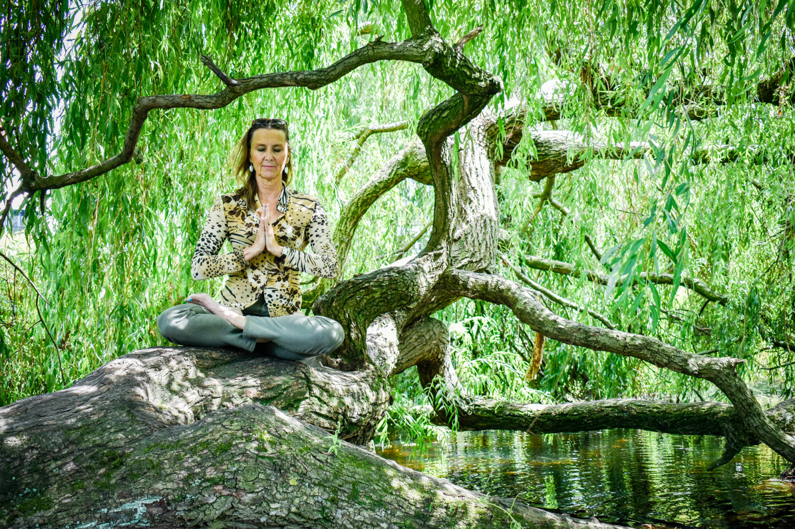 Yoga coach Suzy-Yoga Suzanna in Amsterdam on tree