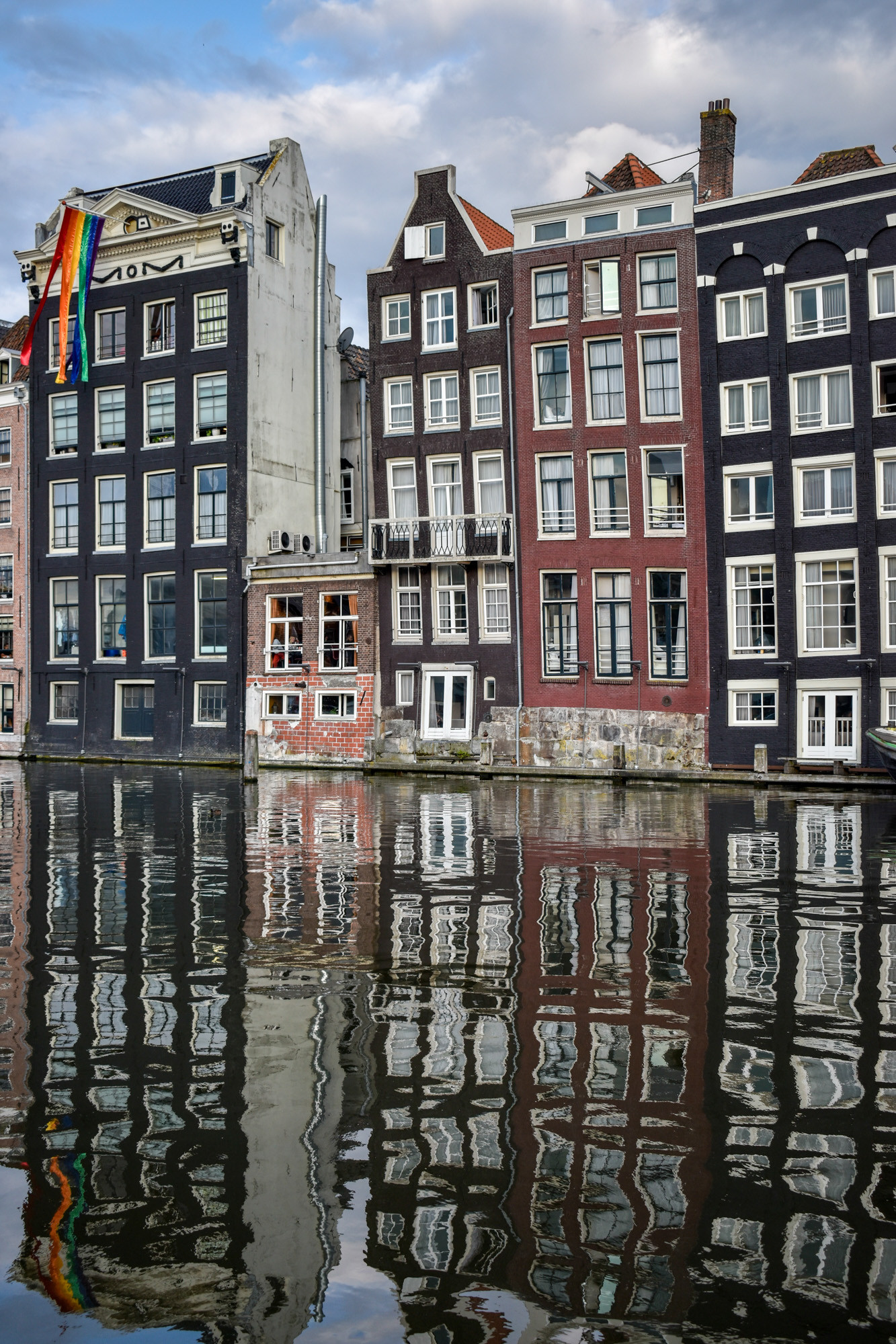 Amsterdam canal houses reflections in canal